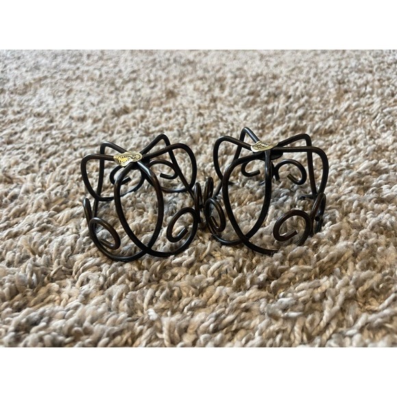 2 Pack Black Mini Candle Holders - Unique Metal Designs - Picture 4 of 5